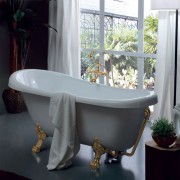 Ванна акриловая прямоугольная Kerasan Retro new 170х77/66см, глубина ванны 44,5см, цвет белый, ножки золото