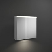 Зеркальный шкаф Burgbad Iveo с подсветкой , 708х680х160 мм,свет. 1 выкл. стекл полки, 2 зеркальн двери с обеих сторон, зеркальная поверхность