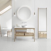 Комплект напольной мебели Burgbad Mya 120x50x79 см, дуб натуральный, столешница с раковиной белые