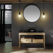 Комплект напольной мебели Burgbad Mya 120x50x79 см, дуб натуральный, столешница с раковиной черные