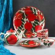 Набор чайный гранат Риштанская Керамика, 9 предметов